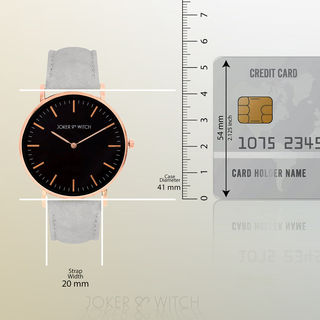 Hope Black Large Dial Grey PU Strap Women's Watch