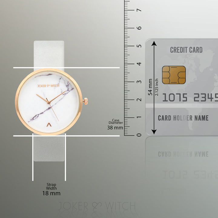 Hailey White Large Marble Dial Grey PU Strap Women's Watch