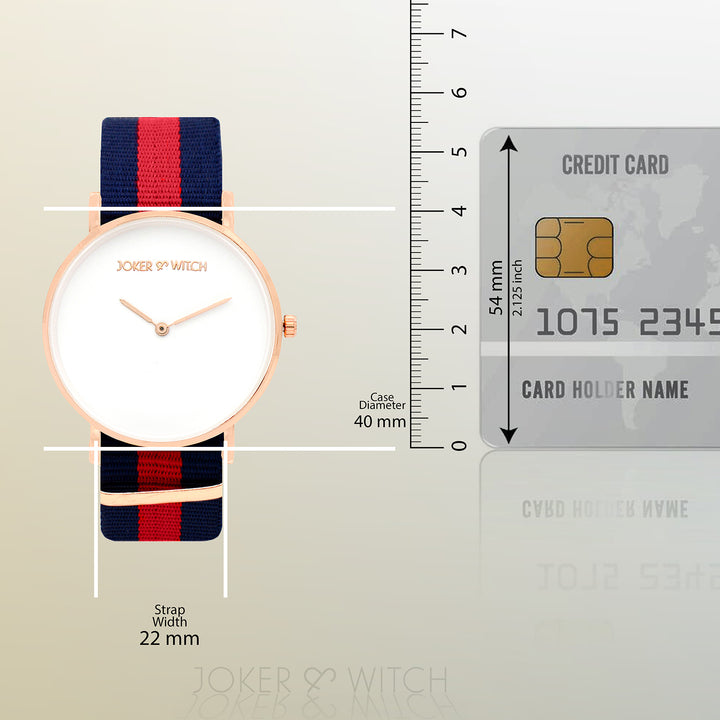 Classic White Large Dial Blue & Red Nato Strap Unisex Watch