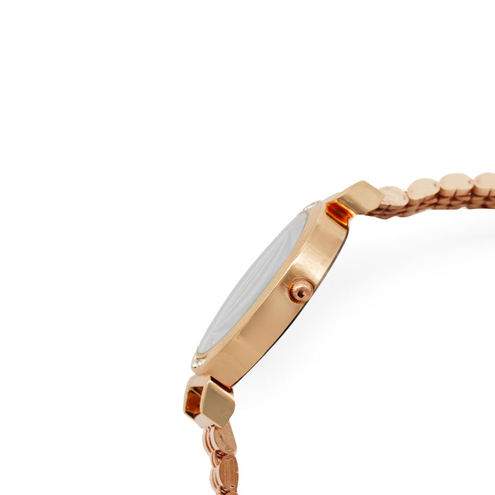 Petite Black Medium Dial Rose Gold Linked Chain Strap Women's Watch