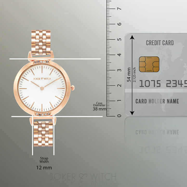 Petite White Medium Dial Rose Gold Linked Chain Strap Women's Watch