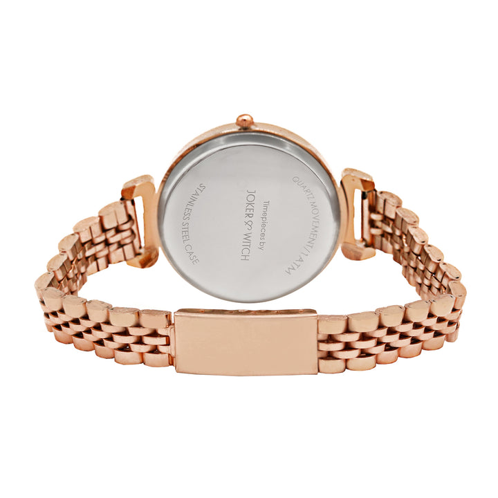 Petite White Medium Dial Rose Gold Linked Chain Strap Women's Watch