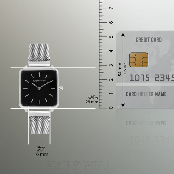 Vintage Black Small Square Dial Silver Magnetic Strap Women's Watch