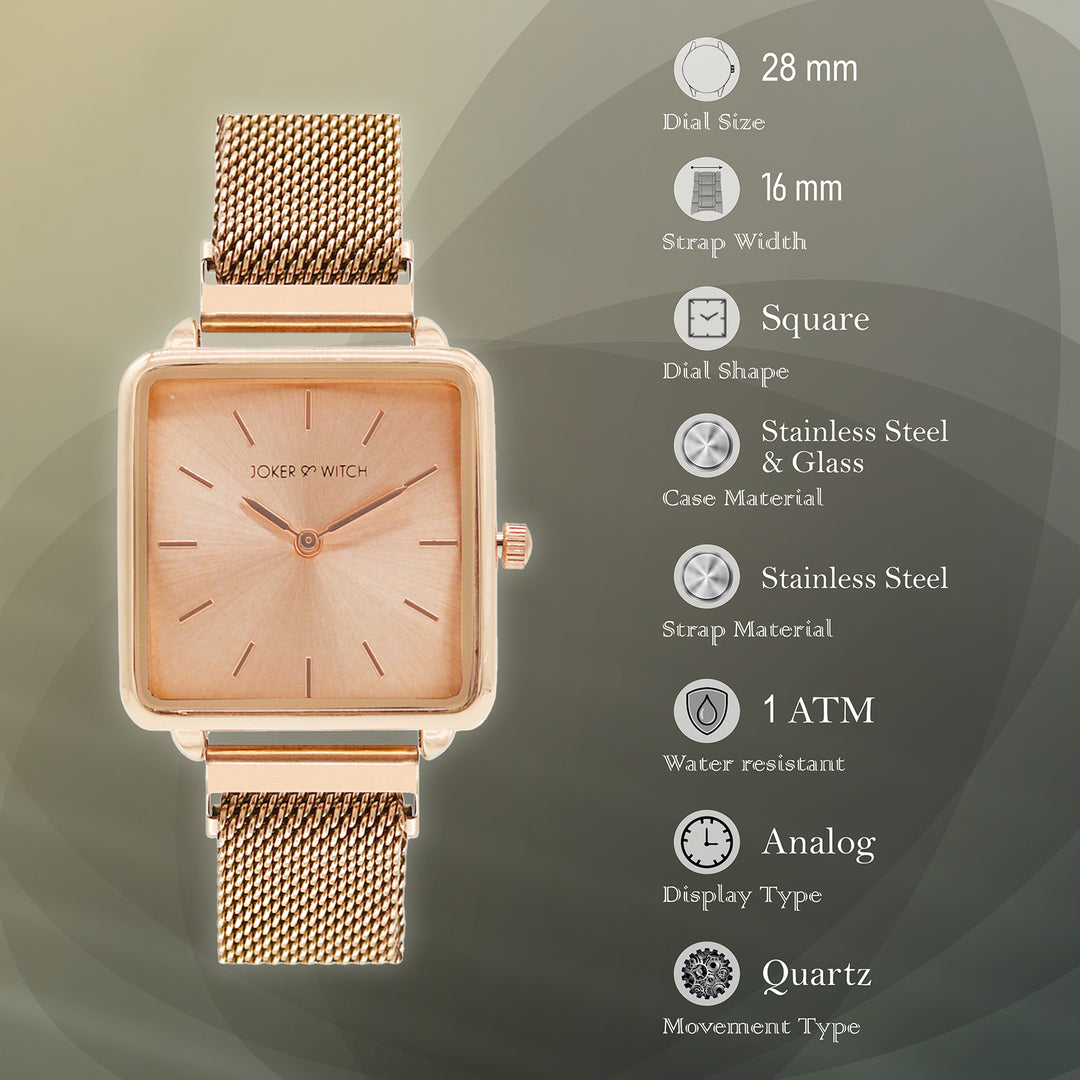 Vintage Rose Gold Small Square Dial Magnetic Strap Women's Watch
