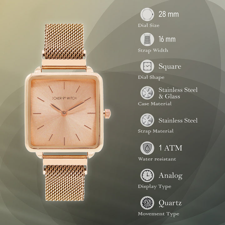 Vintage Rose Gold Small Square Dial Magnetic Strap Women's Watch