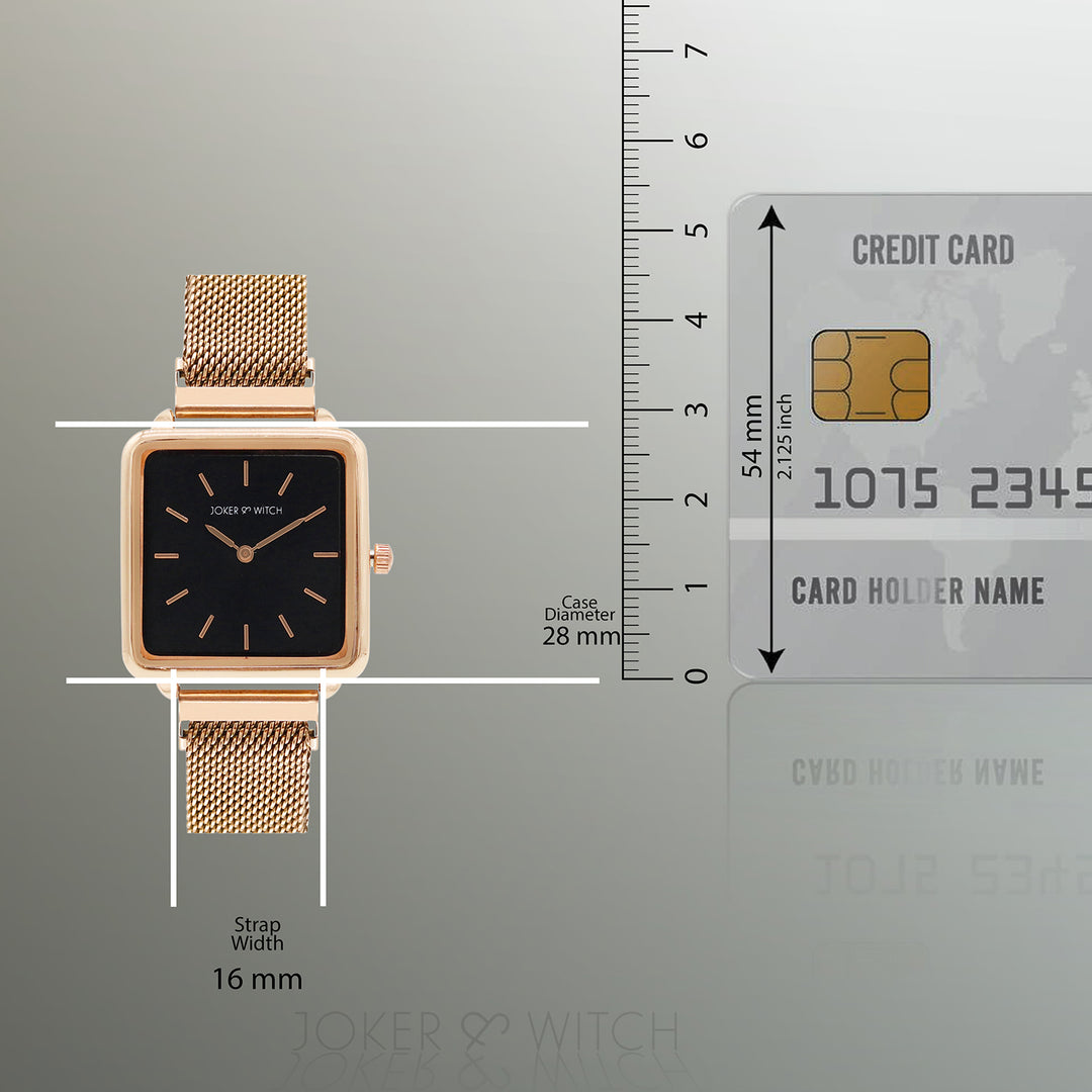Vintage Black Small Square Dial Rose Gold Magnetic Strap Women's Watch