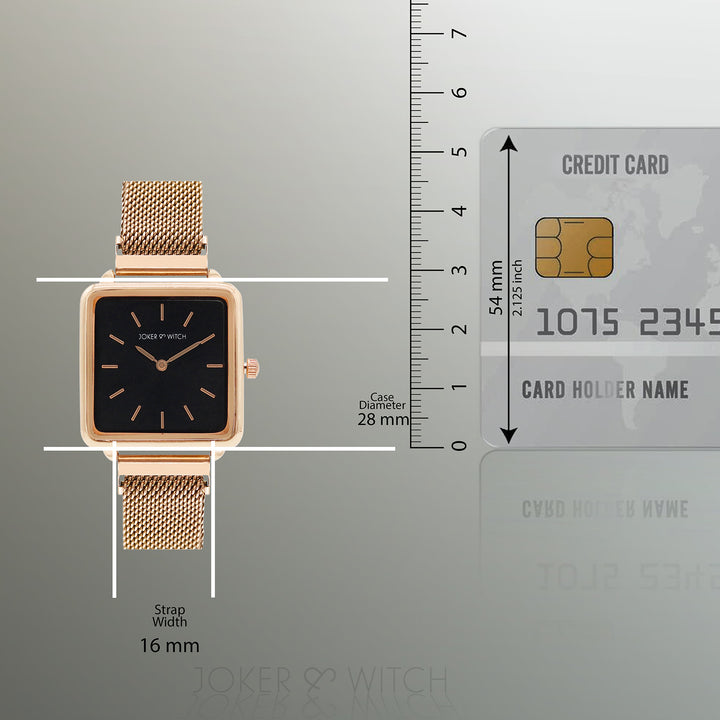 Vintage Black Small Square Dial Rose Gold Magnetic Strap Women's Watch