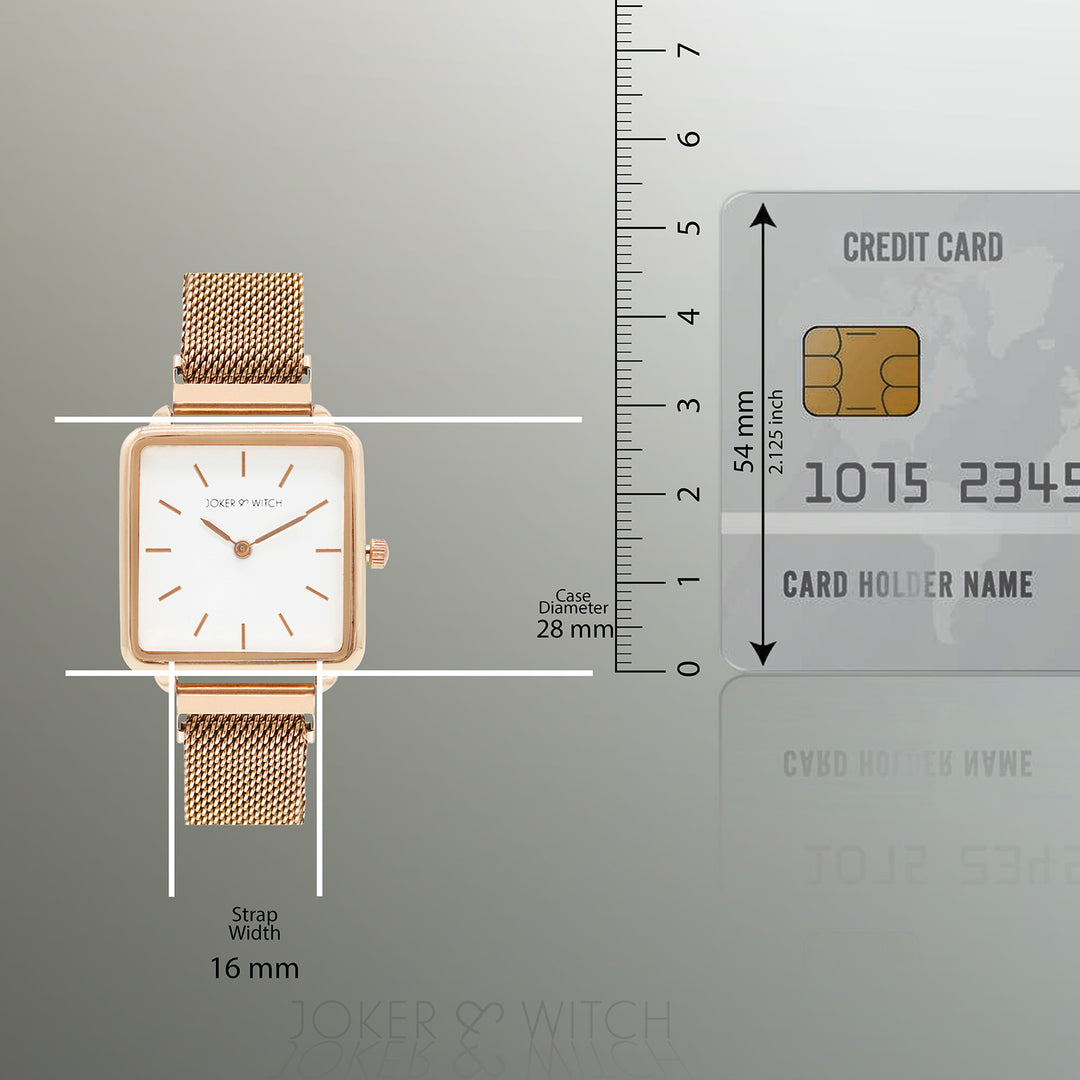 Vintage White Small Square Dial Rose Gold Magnetic Strap Women's Watch