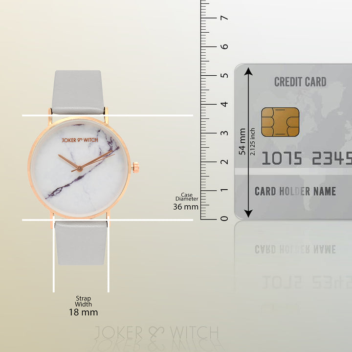 Hannah White Medium Marble Dial Grey PU Strap Women's Watch