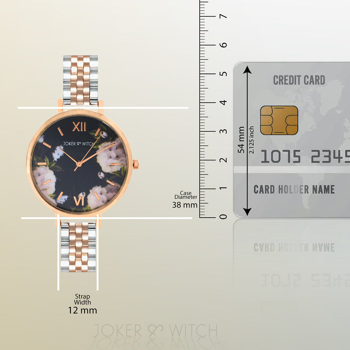 Fleur Black Large Dial Dual Tone Linked Chain Strap Women's Watch