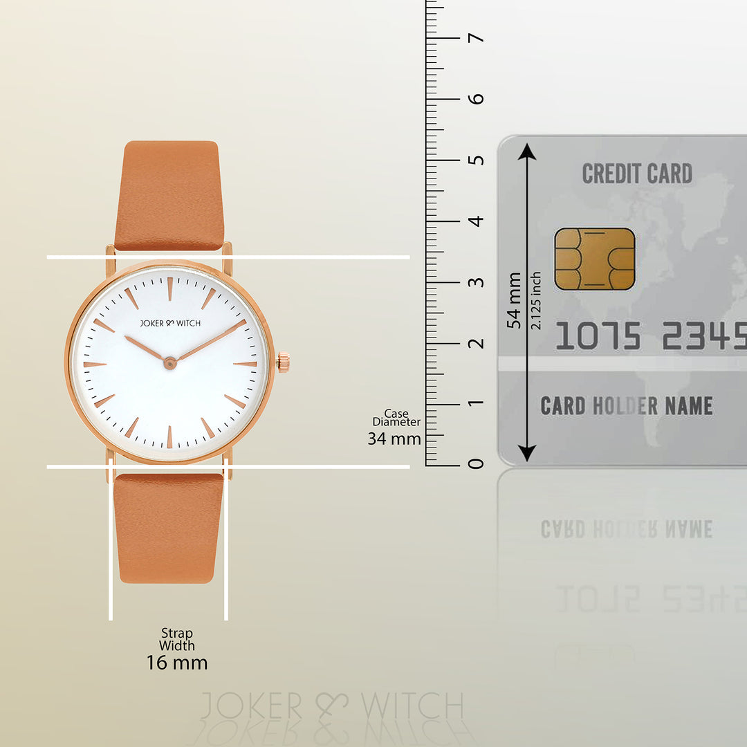 Ines White Medium Dial Tan PU Strap Women's Watch