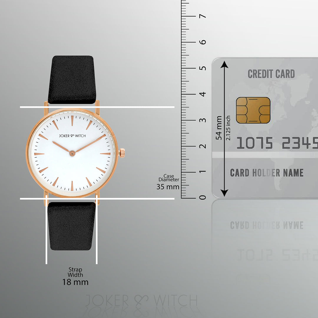 Ines White Medium Dial Black PU Strap Women's Watch