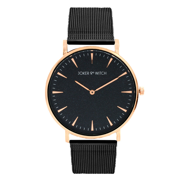 Aimee Black Large Dial Mesh Strap Men's Watch
