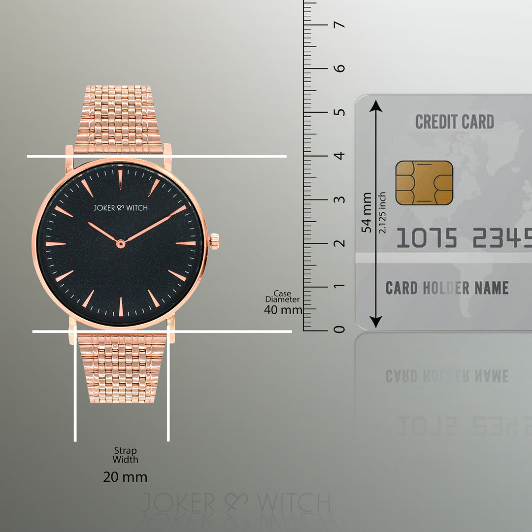 Aimee Black Large Dial Rose Gold Linked Chain Strap Women's Watch