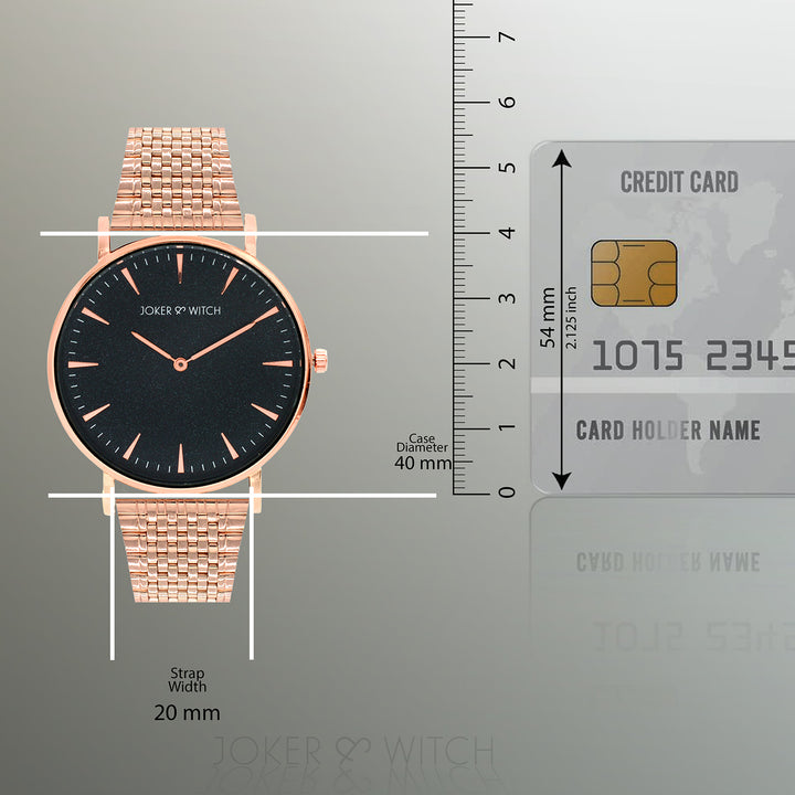 Aimee Black Large Dial Rose Gold Linked Chain Strap Women's Watch