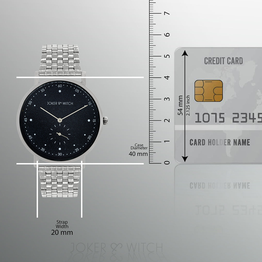 Drake Black Large Dial Silver Linked Chain Strap Men's Watch