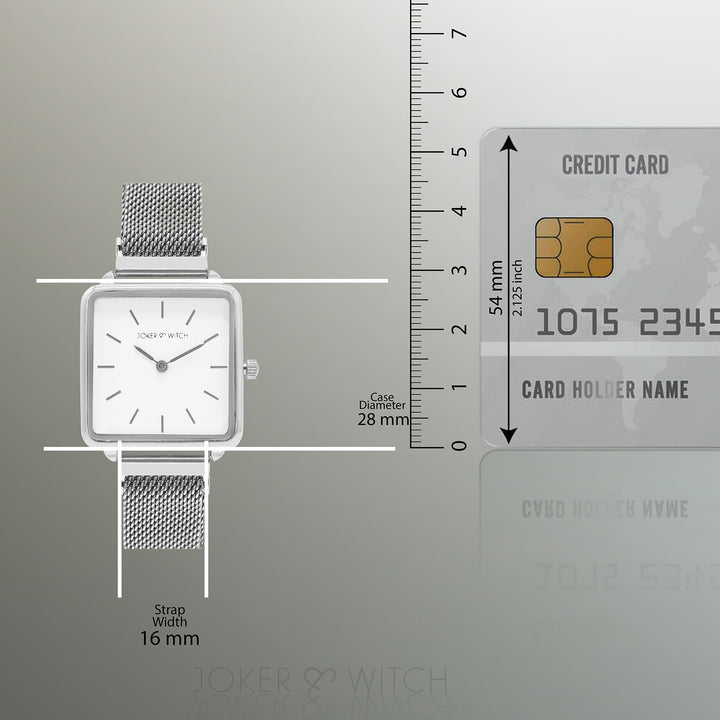 Vintage White Small Square Dial Silver Magnetic Strap Women's Watch