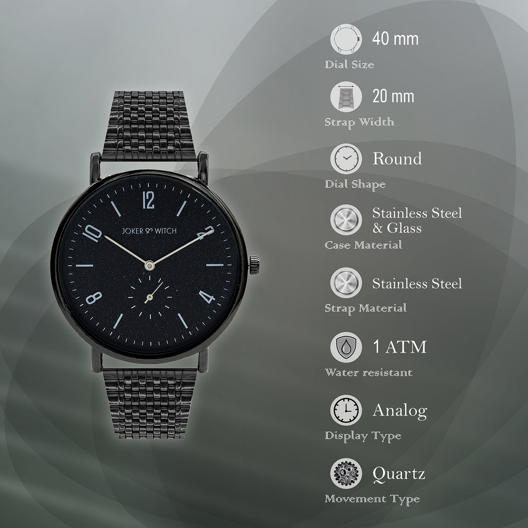 Noel Black Large Dial Linked Chain Strap Men's Watch