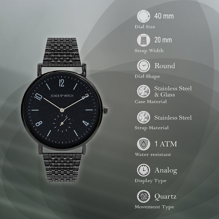 Noel Black Large Dial Linked Chain Strap Men's Watch