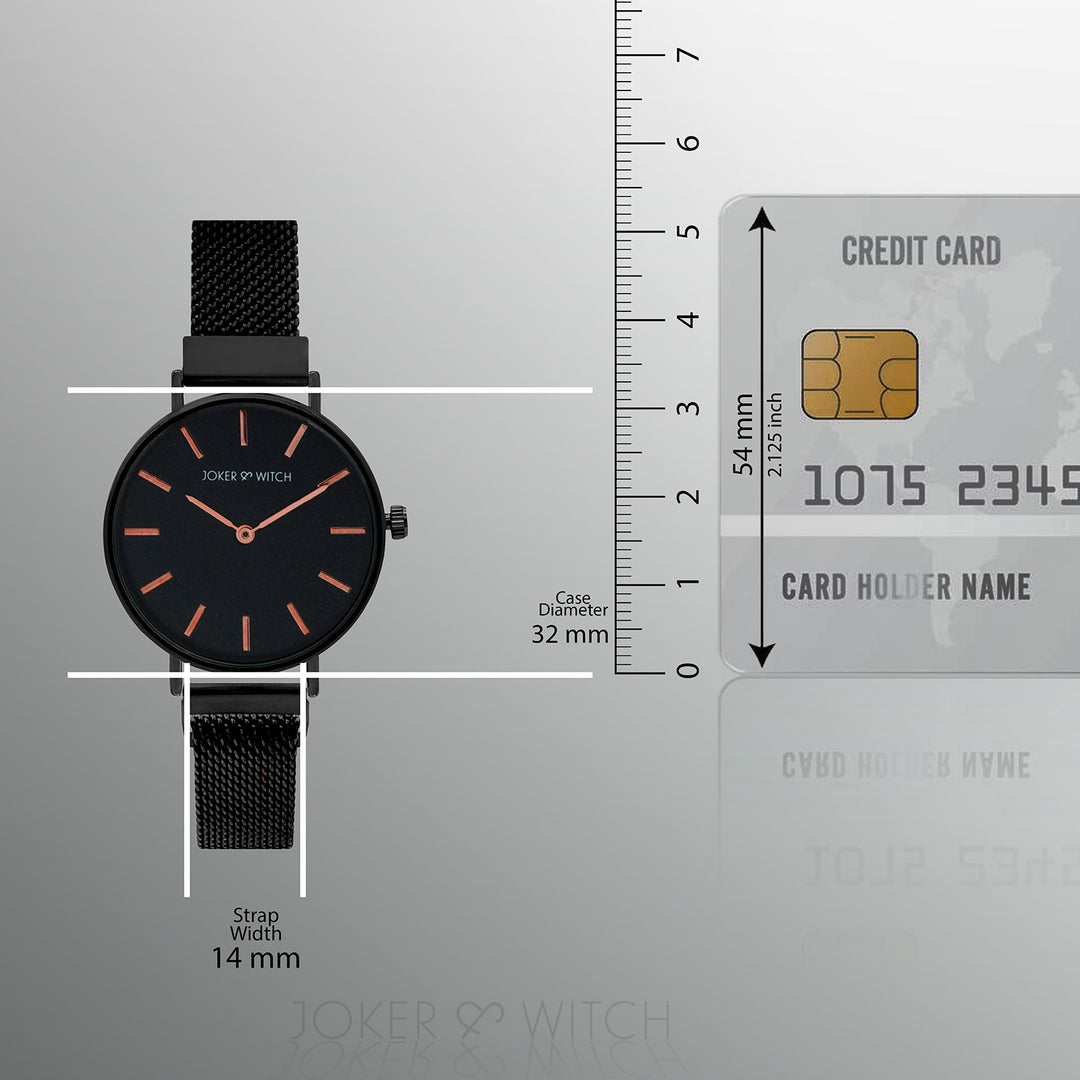 Natalie Rose Gold Black Medium Dial Magnetic Strap Women's Watch