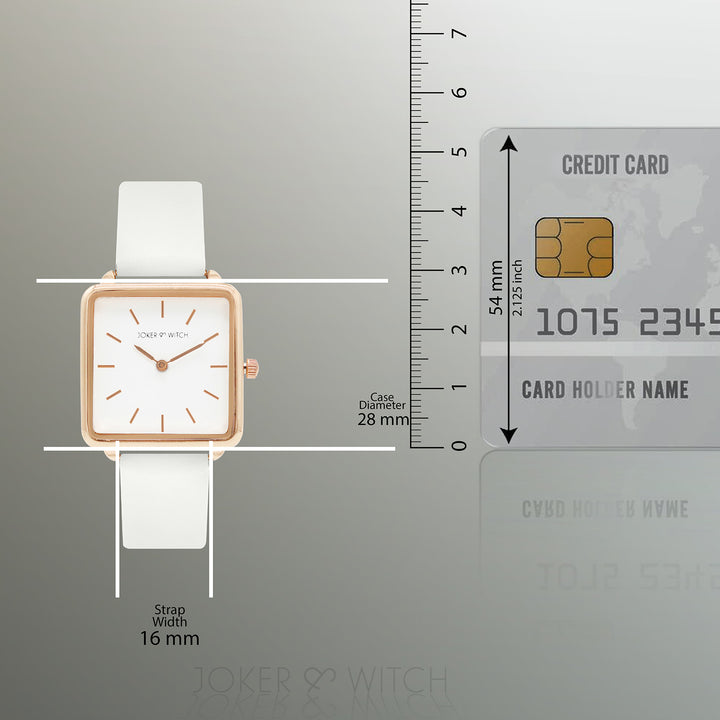 Emily White Small Square Dial PU Strap Women's Watch