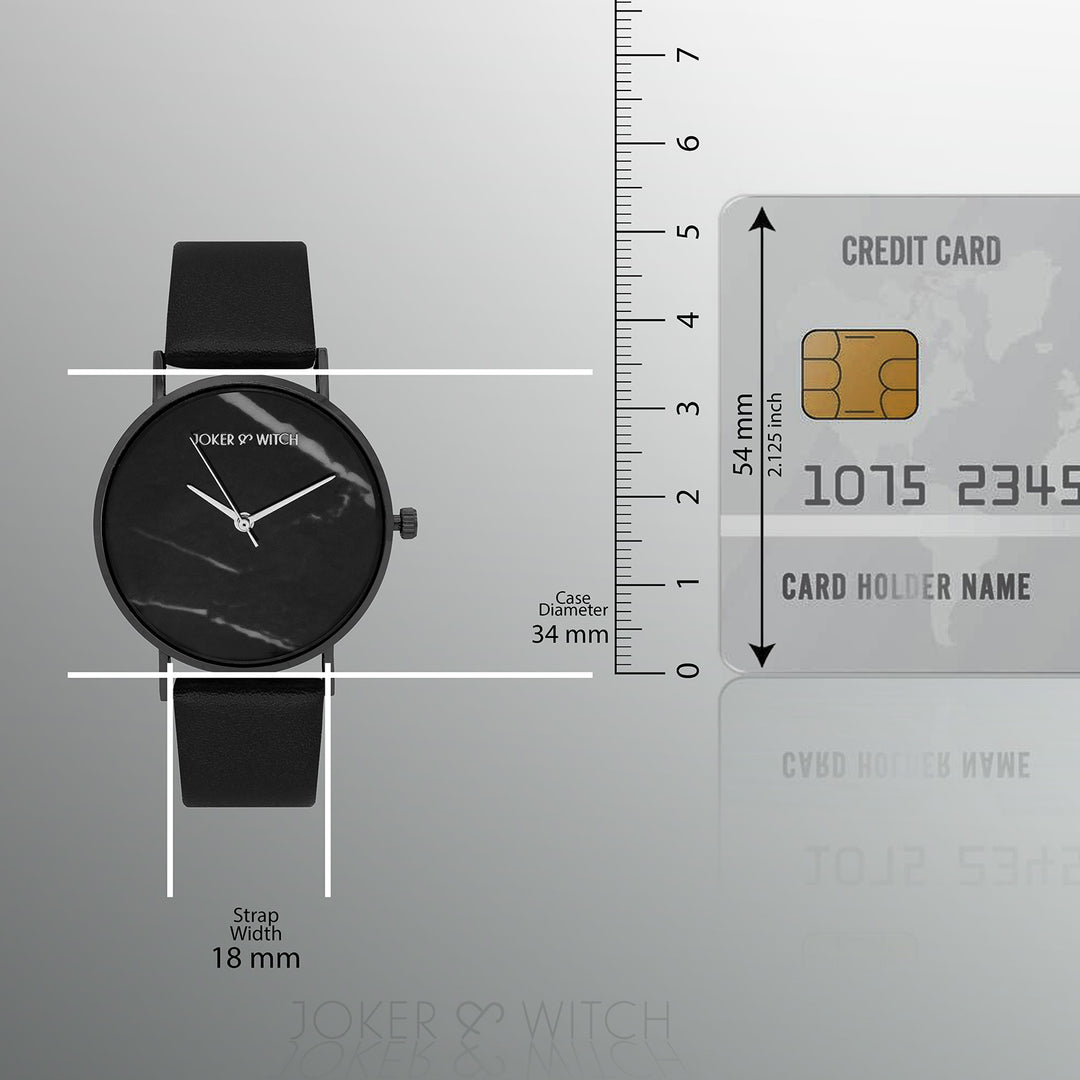 Giselle Black Medium Marble Dial PU Strap Women's Watch