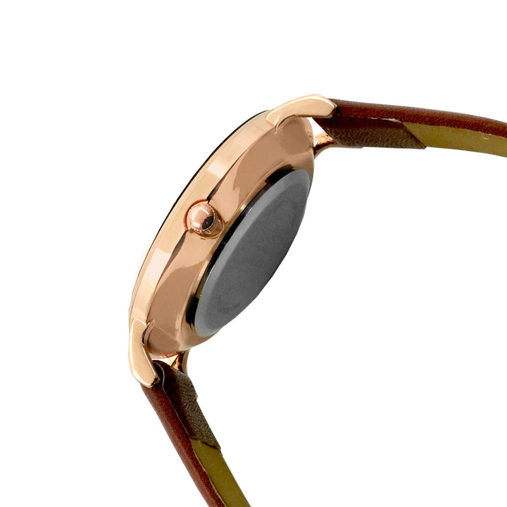 Hannah White Medium Marble Dial Tan PU Strap Women's Watch