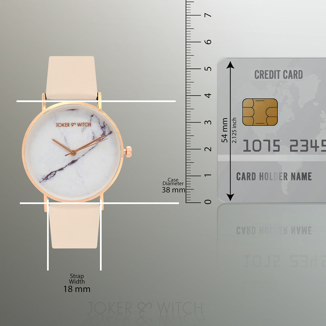 Hannah White Medium Marble Dial Pink PU Strap Women's Watch