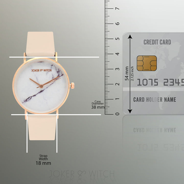 Hannah White Medium Marble Dial Pink PU Strap Women's Watch