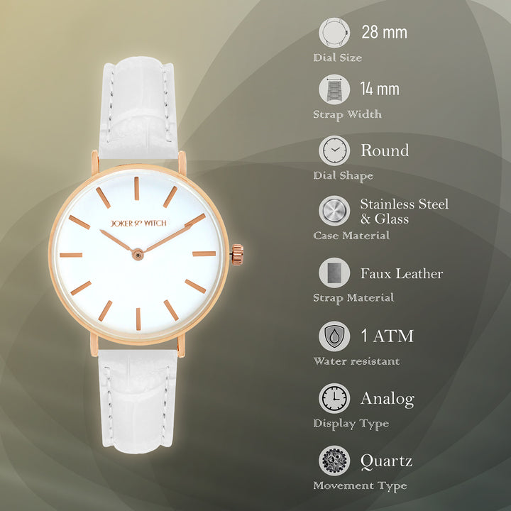 Ariana White Medium Dial White Croc Strap Women's Watch