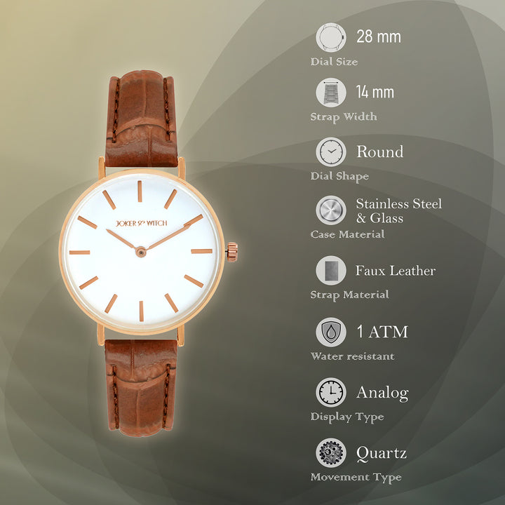 Ariana White Medium Dial Brown Croc Strap Women's Watch