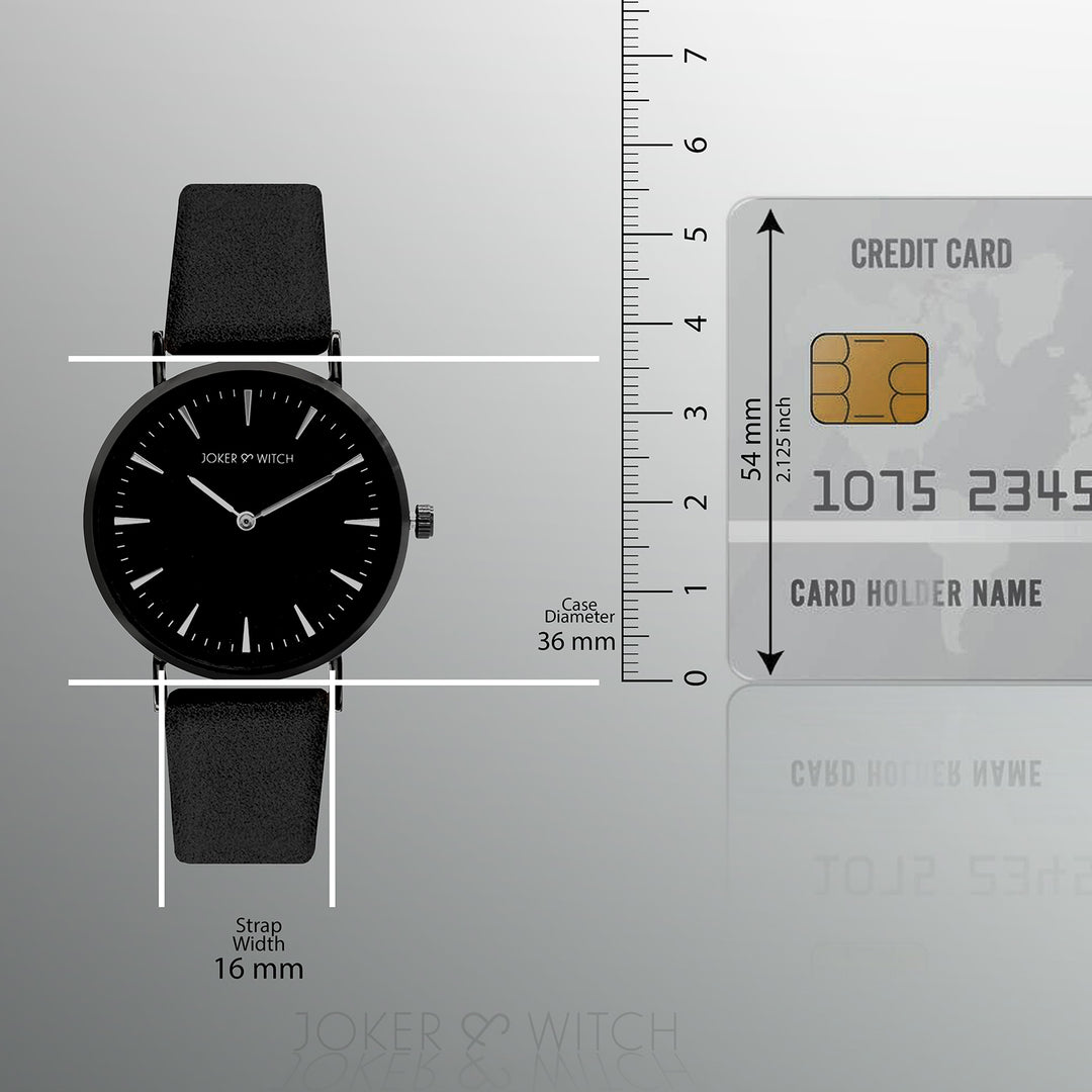 Ines Silver Black Medium Dial PU Strap Women's Watch