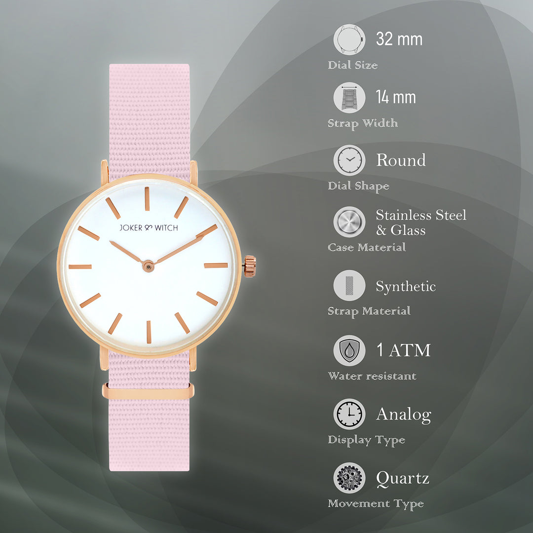 Paris White Medium Dial Pink Nato Strap Women's Watch