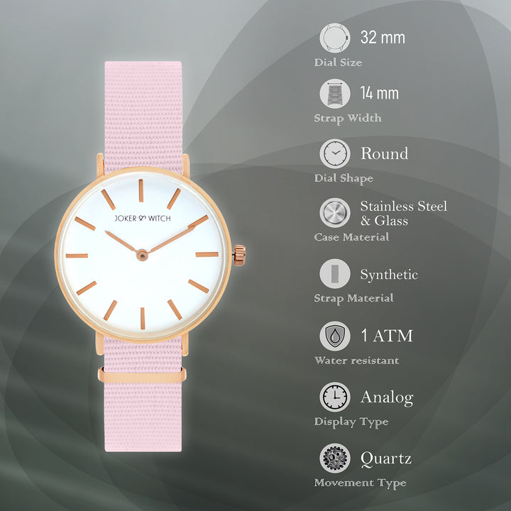 Paris White Medium Dial Pink Nato Strap Women's Watch