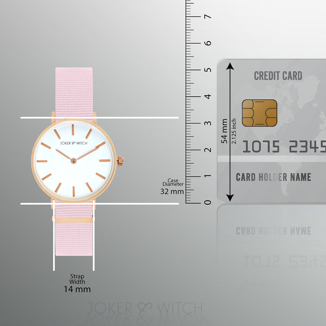 Paris White Medium Dial Pink Nato Strap Women's Watch