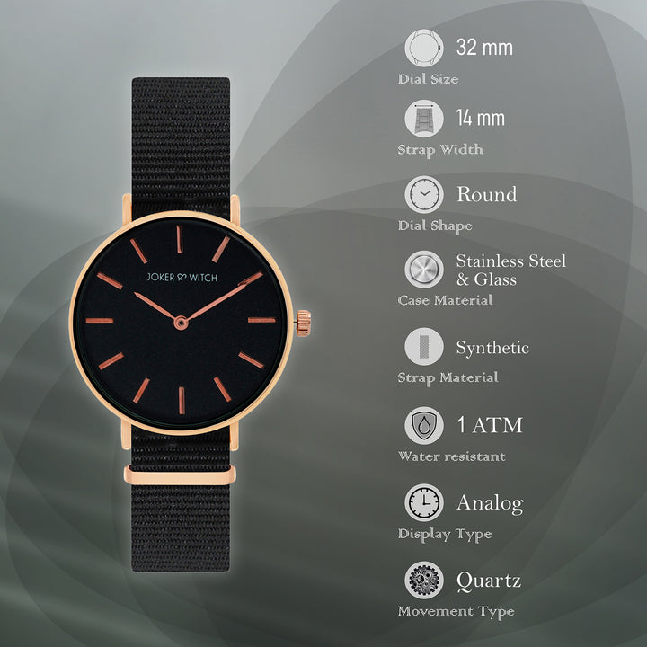 Paris Black Medium Dial Nato Strap Women's Watch