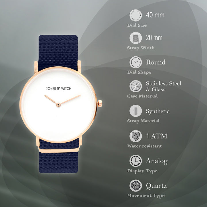 Neo White Large Dial Blue Nato Strap Men's Watch