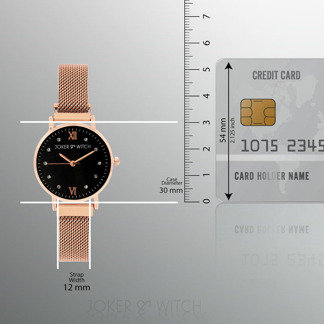 Mini Lexi Black Small Dial Rose Gold Magnetic Strap Women's Watch