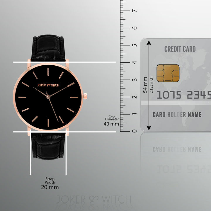 Paul Black Large Dial Croc Strap Men's Watch