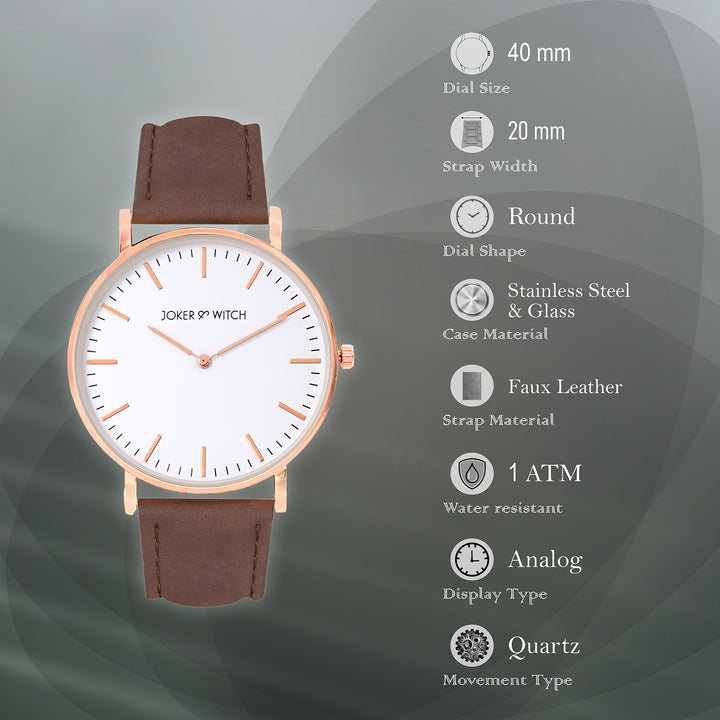 Hope White Large Dial Brown PU Strap Women's Watch