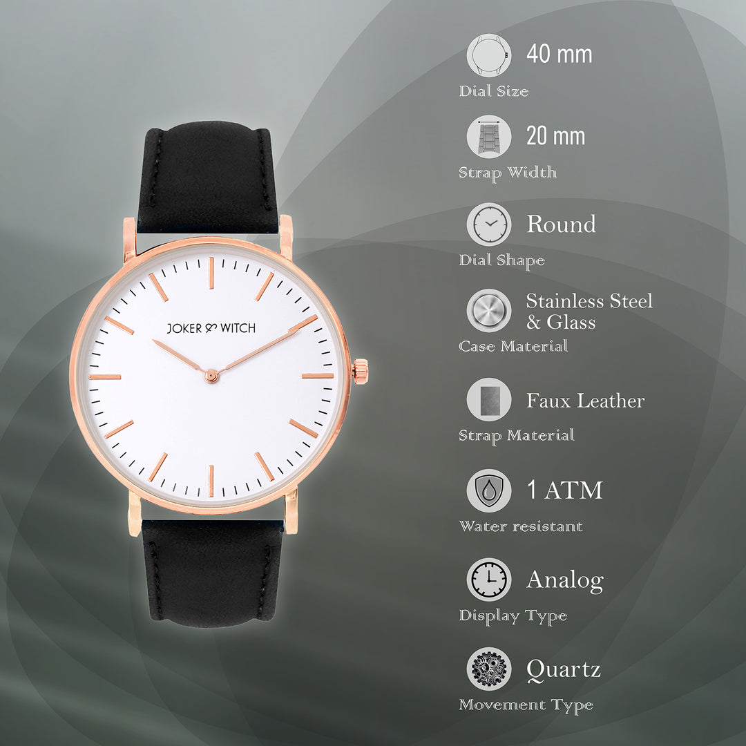 Hope White Large Dial Black PU Strap Women's Watch