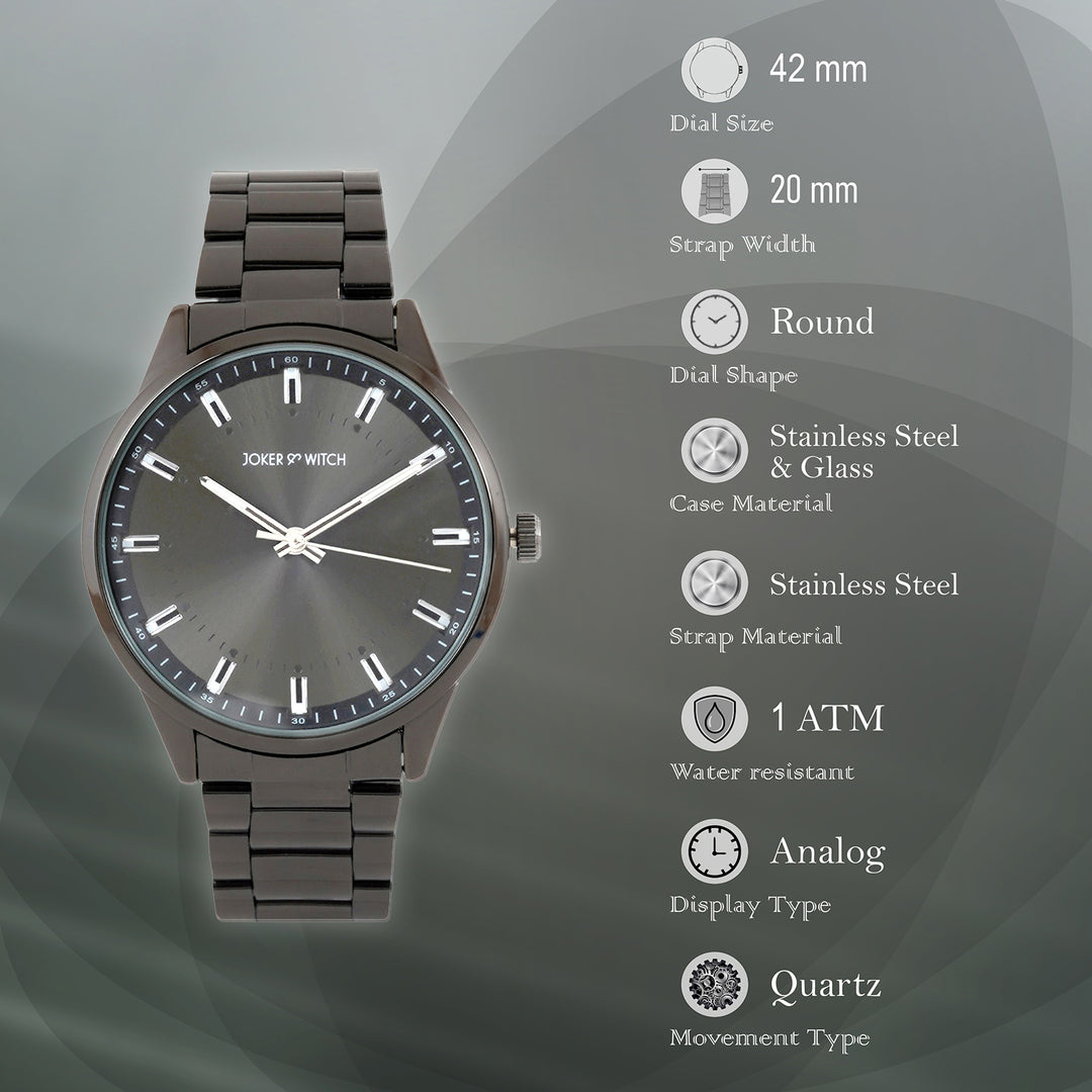 Shop online Shanghai Gunmetal Metallic Strap Watch by Joker