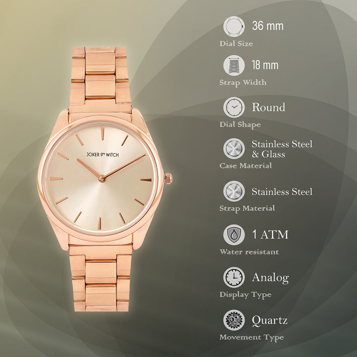 Brooklyn Rose Gold Medium Dial Linked Chain Strap Women's Watch