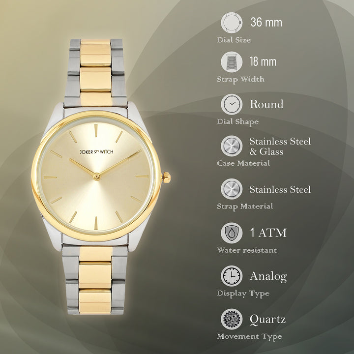 Brooklyn Gold Medium Dial Dual Tone Linked Chain Strap Women's Watch