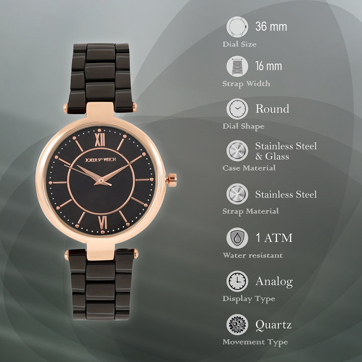 Milan Black Medium Dial Linked Chain Strap Women's Watch