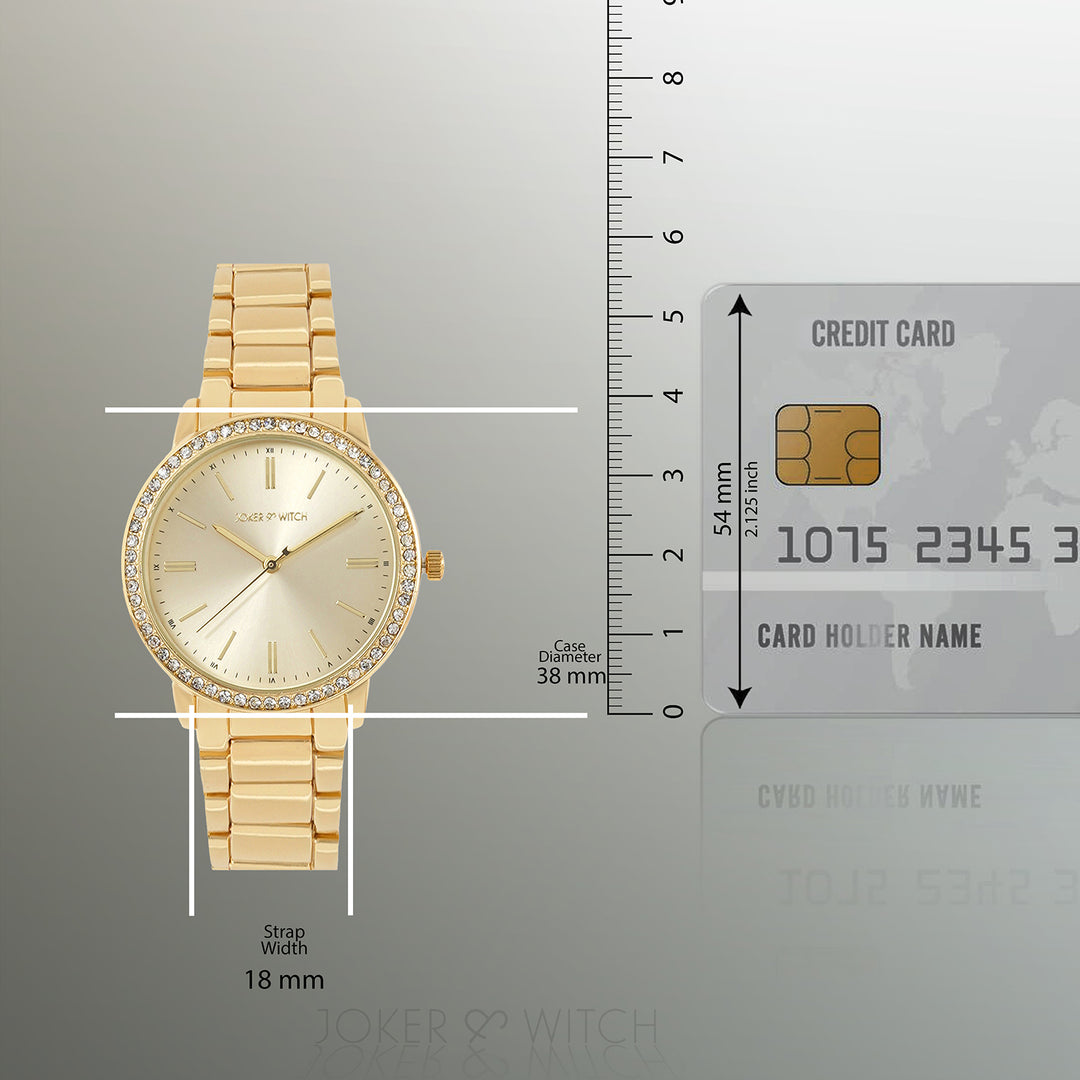 Halo Rose Gold Large Rhinestone Dial Linked Chain Strap Women's Watch