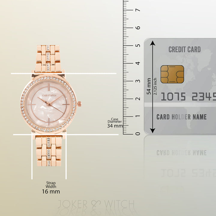 Moonlight Rose Gold Medium Rhinestone Dial Linked Chain Strap Women's Watch