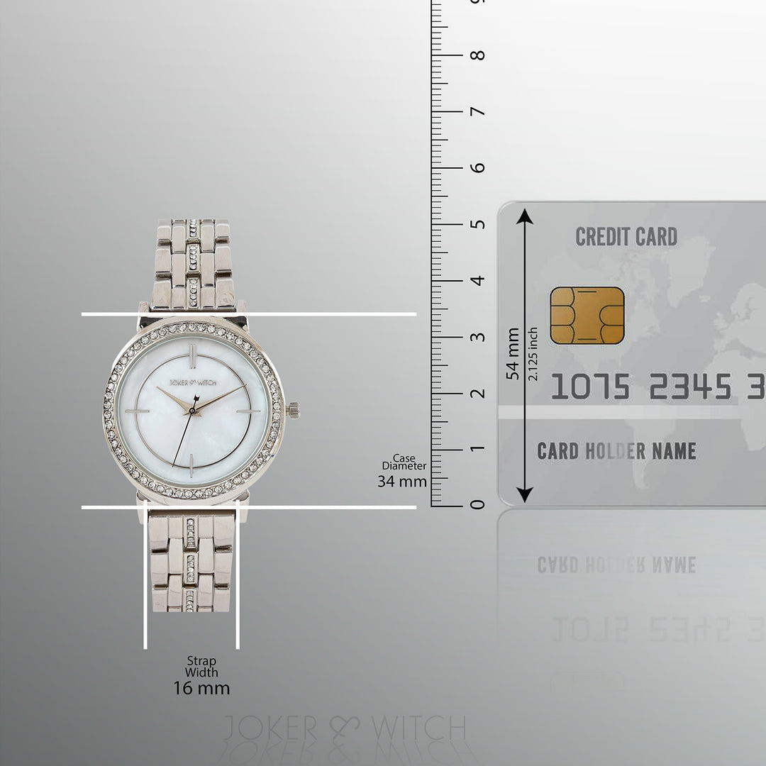 Moonlight White Medium Rhinestone Dial Silver Linked Chain Strap Women's Watch