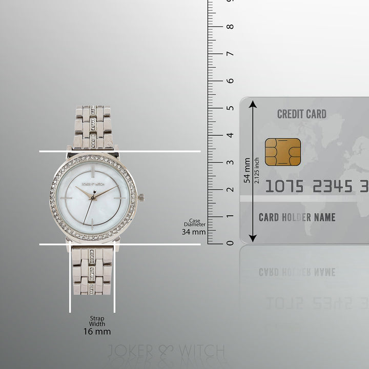 Moonlight White Medium Rhinestone Dial Silver Linked Chain Strap Women's Watch