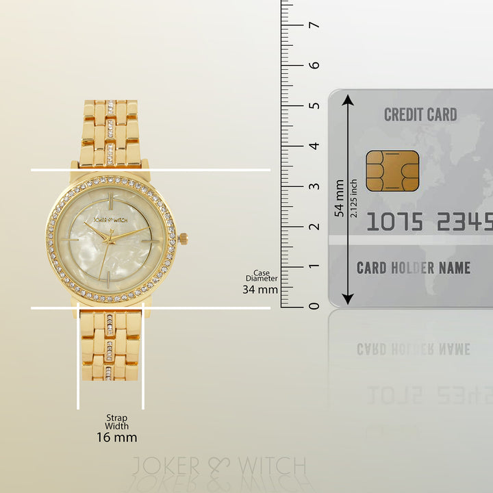 Moonlight Gold Medium Rhinestone Dial Linked Chain Strap Women's Watch